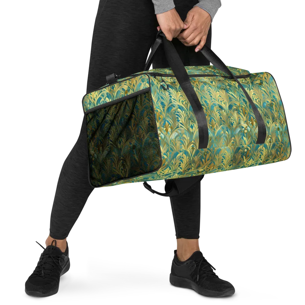 Turquoise Plumage on Duffle Bag — Right Front
