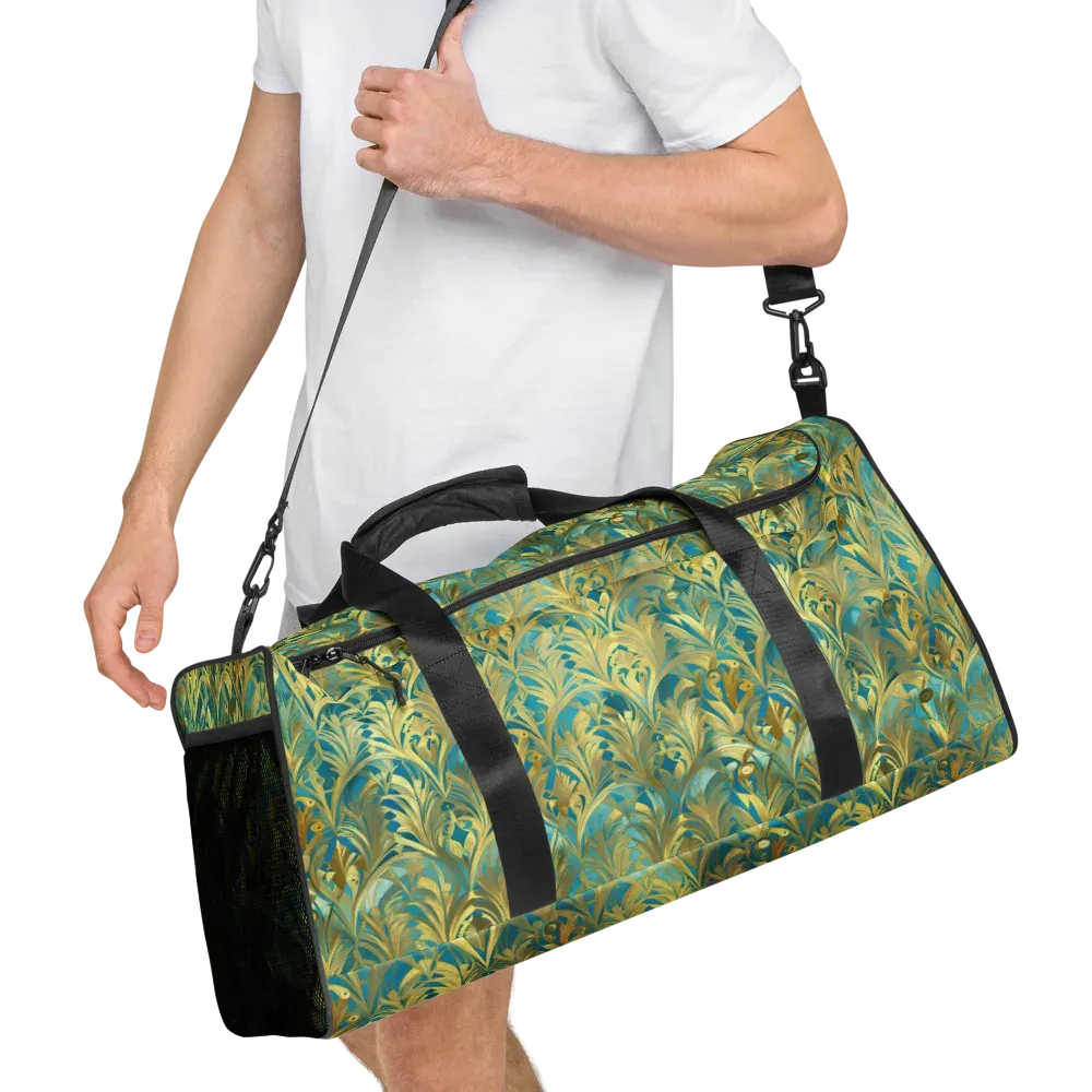 Turquoise Plumage on Duffle Bag — Right Front