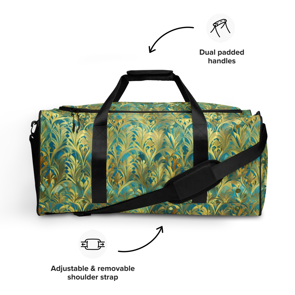 Turquoise Plumage on Duffle Bag — Front