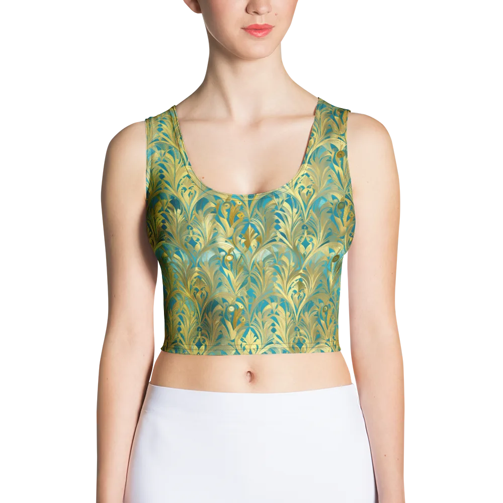 Turquoise Plumage on Crop Top — Front