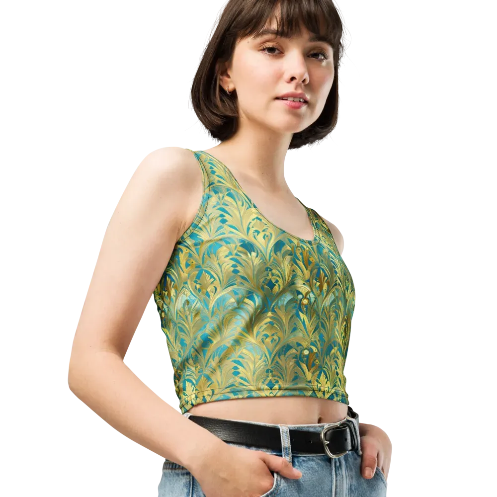 Turquoise Plumage on Crop Top — Right Front