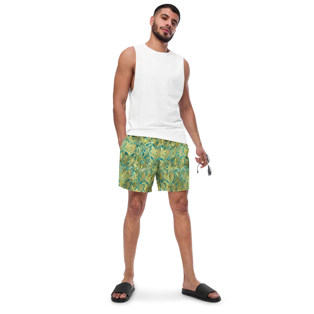 Turquoise Plumage on Swim Trunks — Front