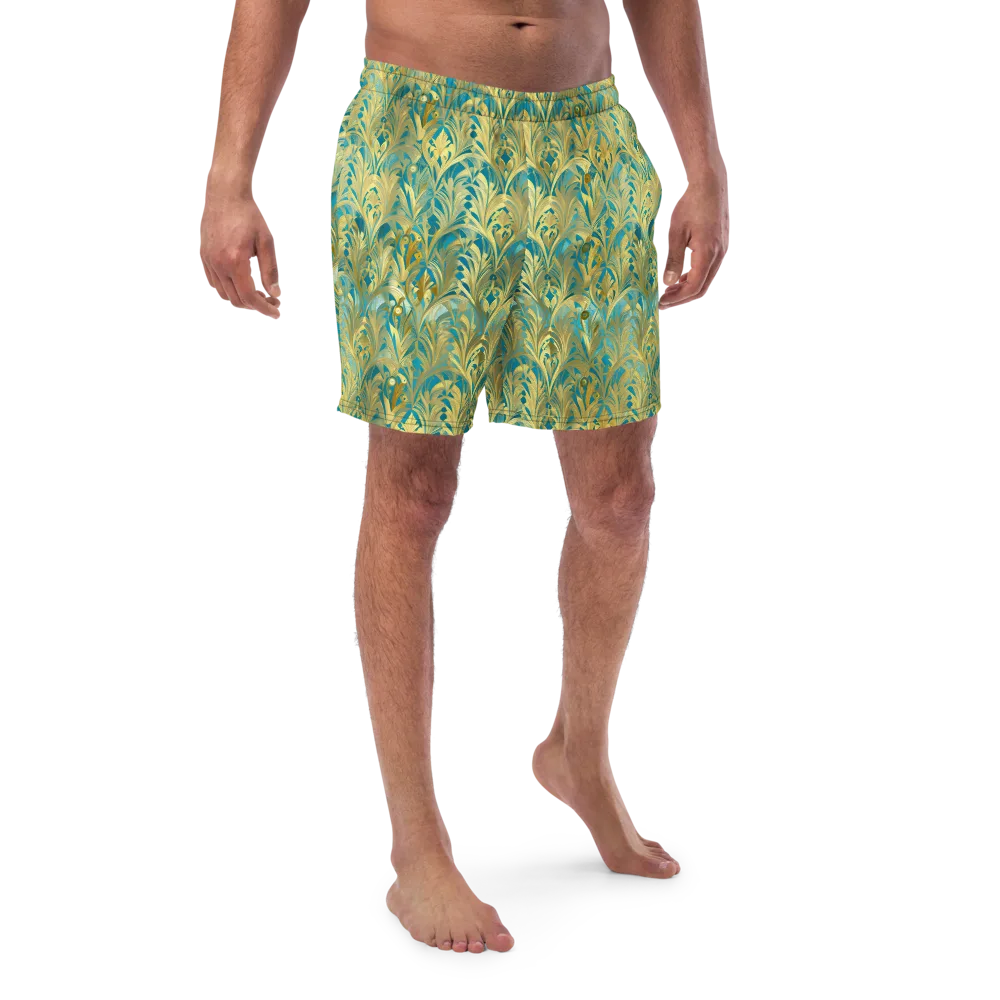 Turquoise Plumage on Swim Trunks — Front