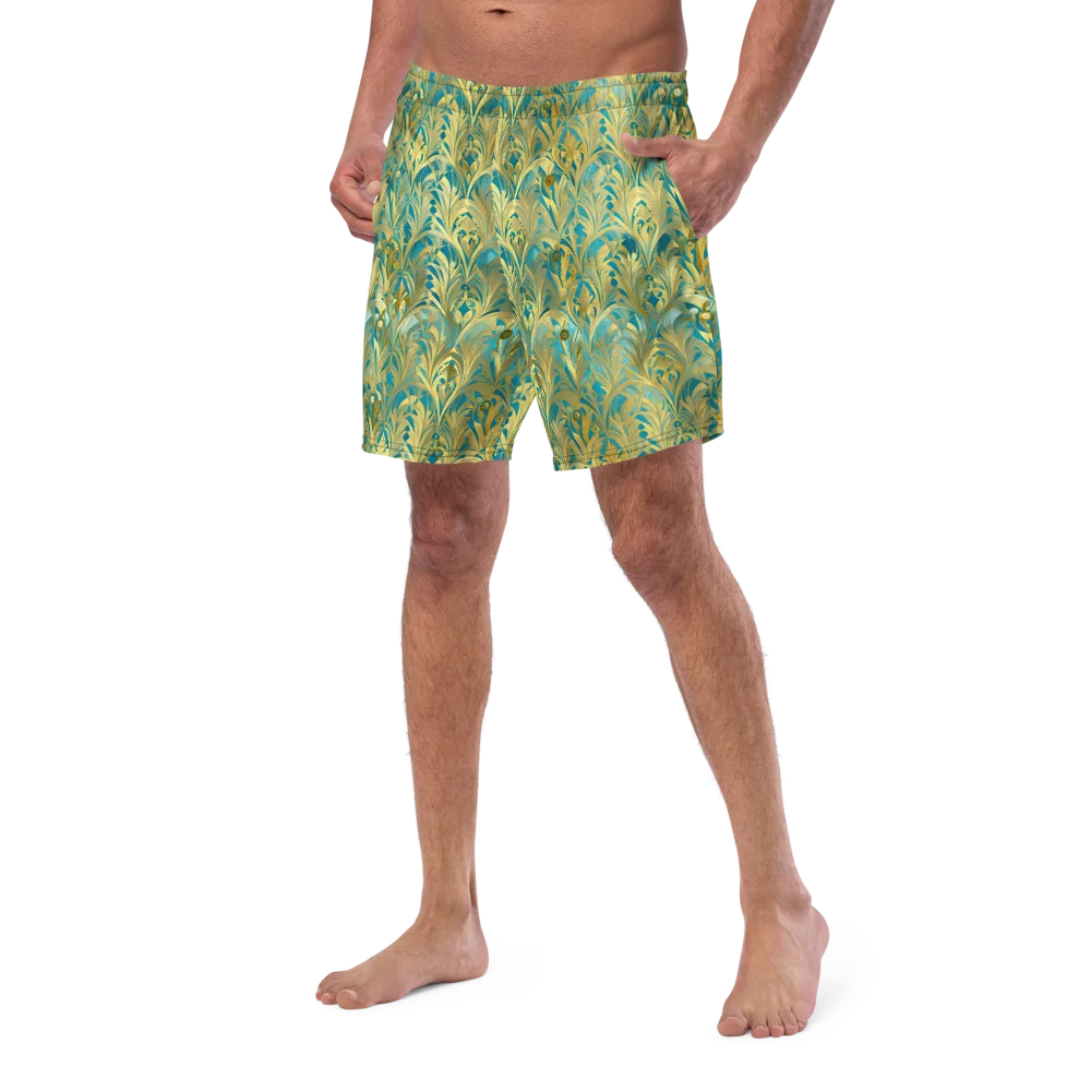 Turquoise Plumage on Swim Trunks — Left Front