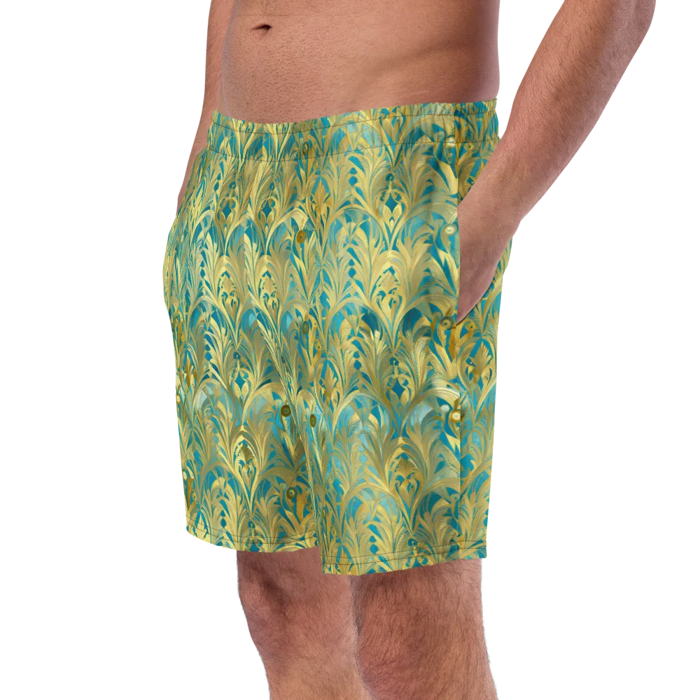 Turquoise Plumage on Swim Trunks — Left Front