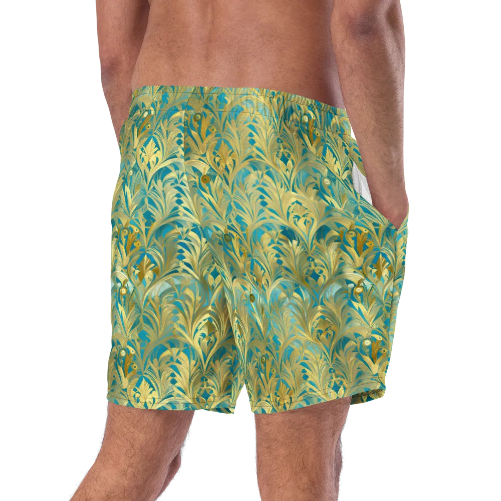 Turquoise Plumage on Swim Trunks — Right Back
