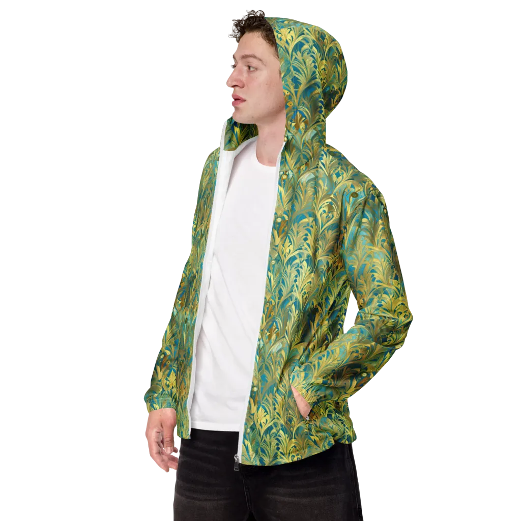Turquoise Plumage on Men's Windbreaker — Left Front