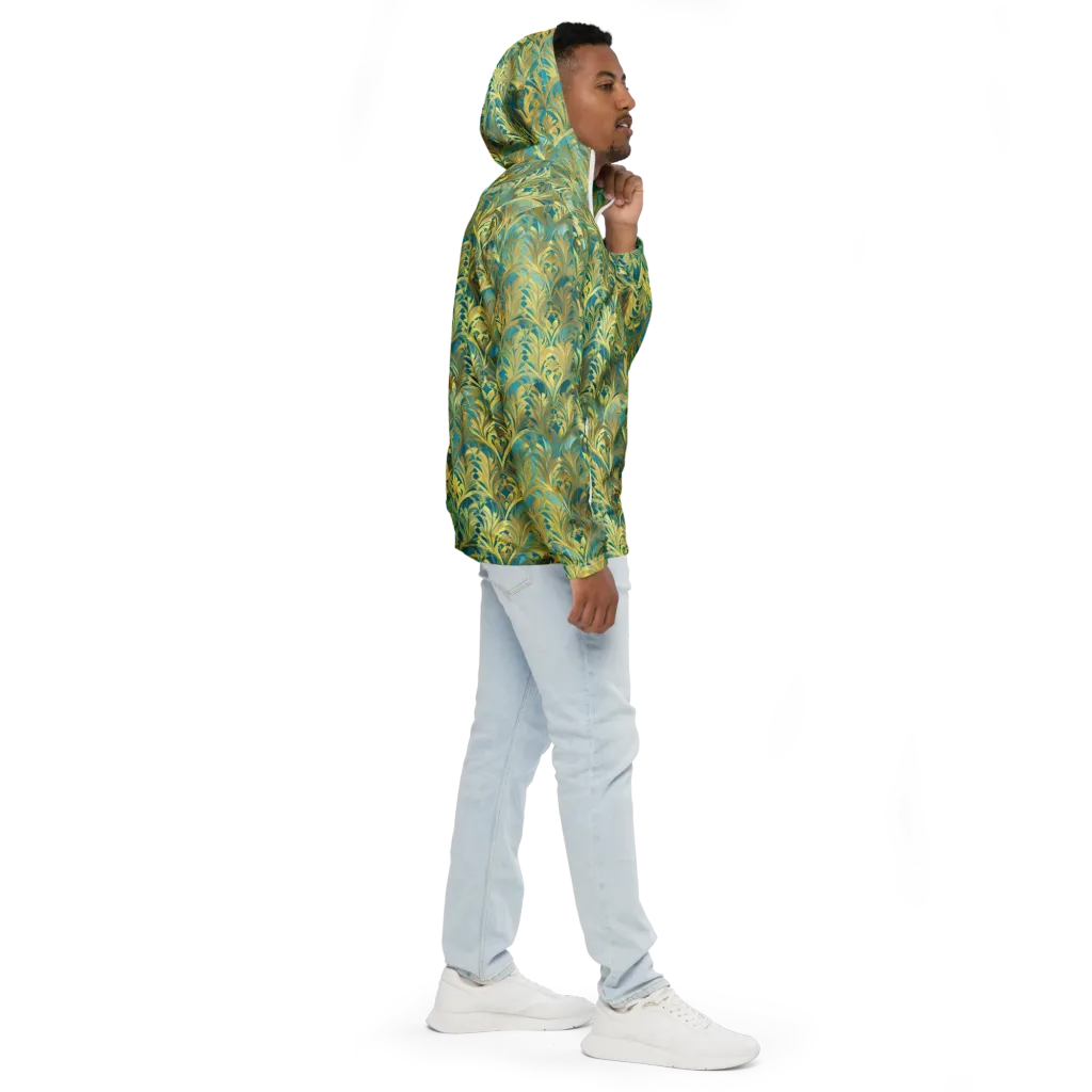 Turquoise Plumage on Men's Windbreaker — Right