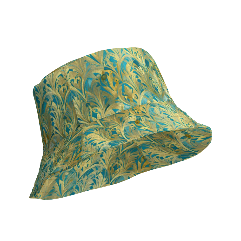 Turquoise Plumage on Reversible Bucket Hat — Product details Outside