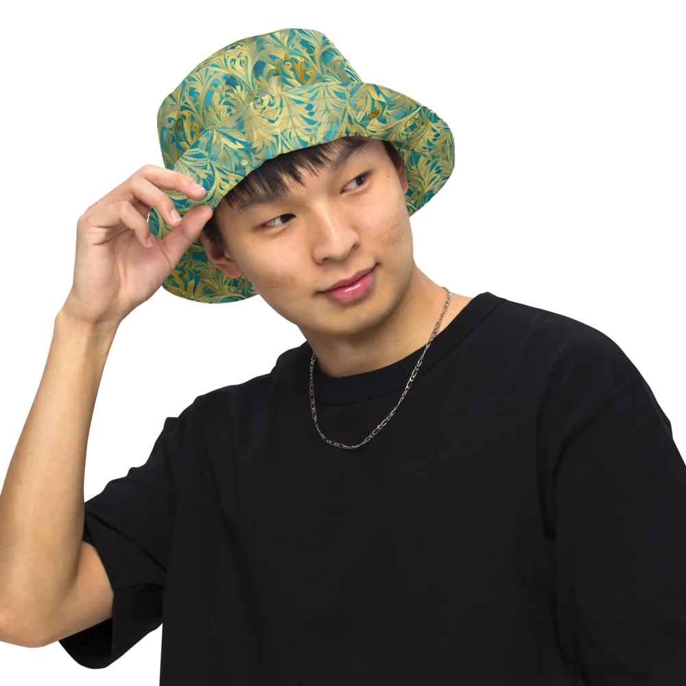 Turquoise Plumage on Reversible Bucket Hat — Front Inside