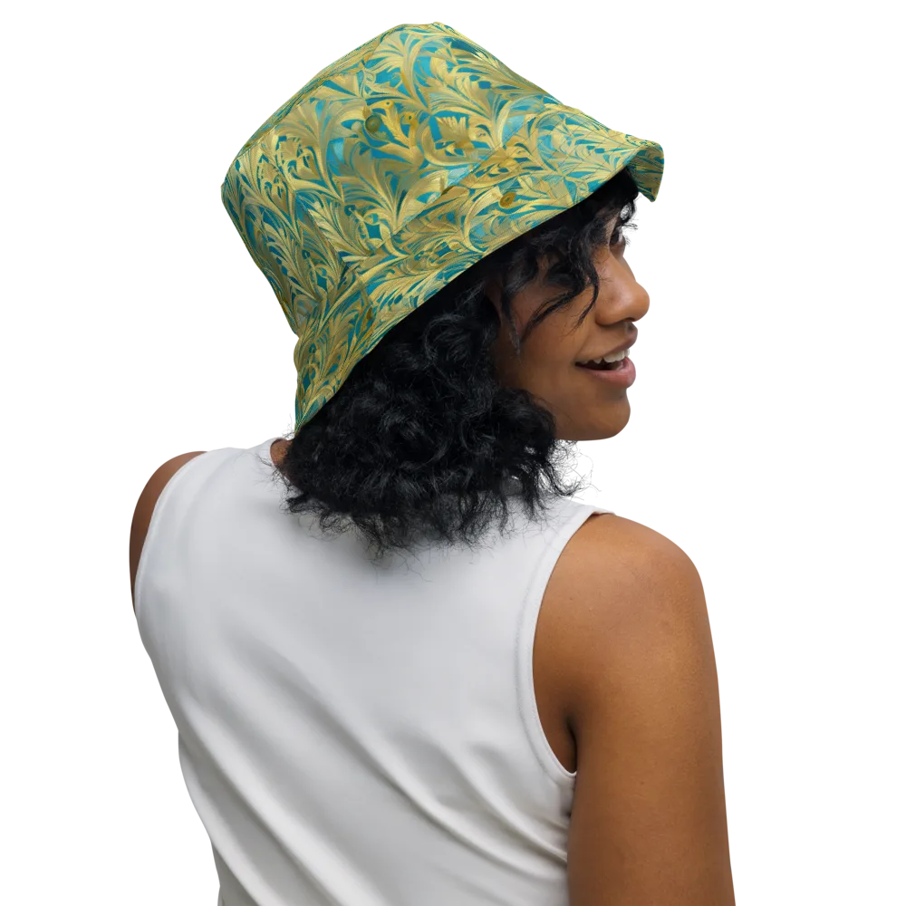 Turquoise Plumage on Reversible Bucket Hat — Right Outside