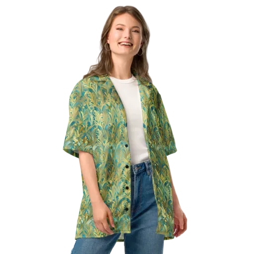 Turquoise Plumage on a Button Shirt