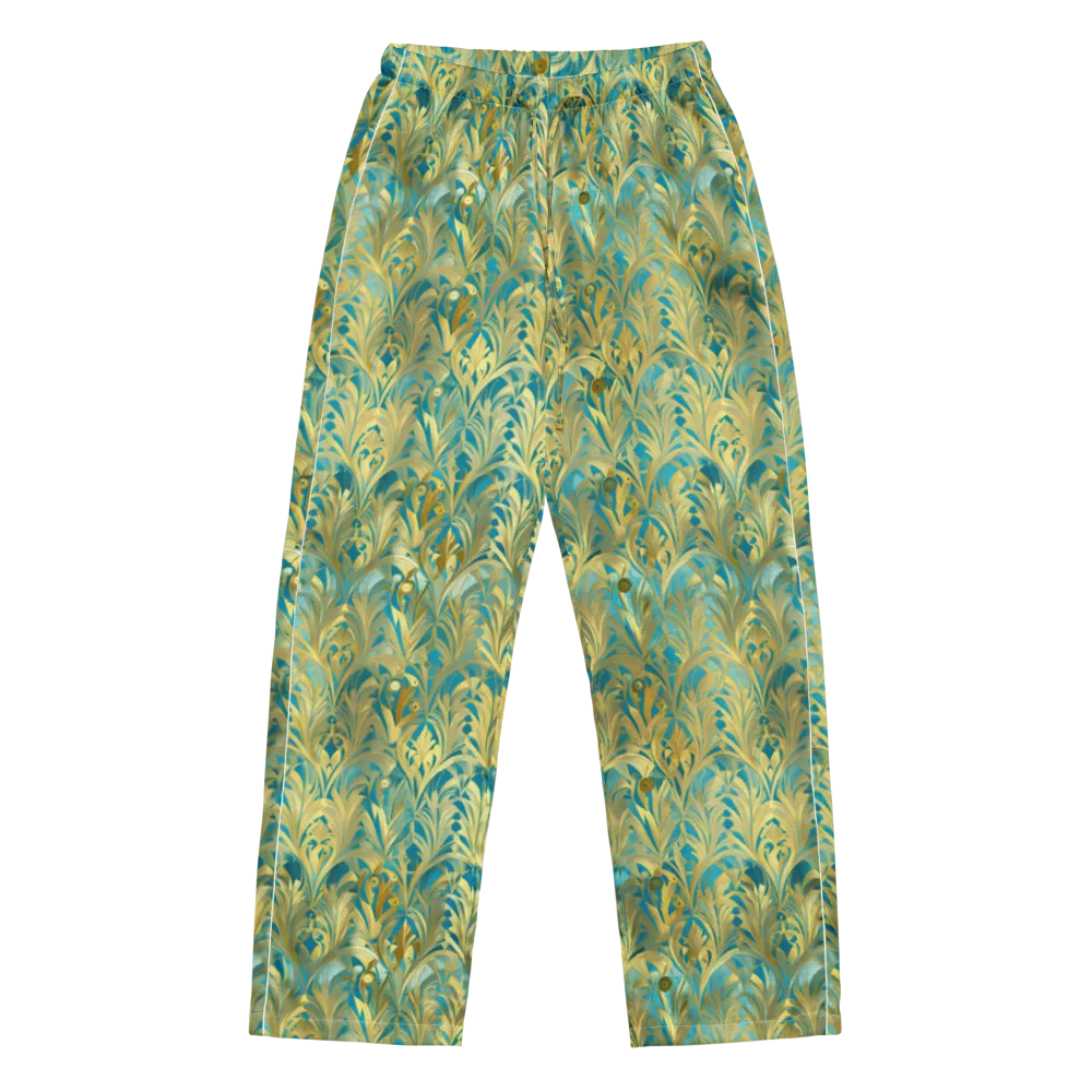 Turquoise Plumage on Women's Pajama Pants — Front