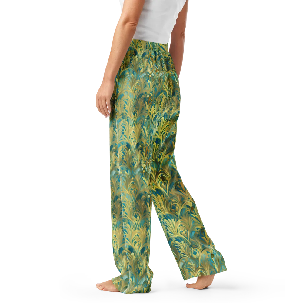 Turquoise Plumage on Women's Pajama Pants — Left