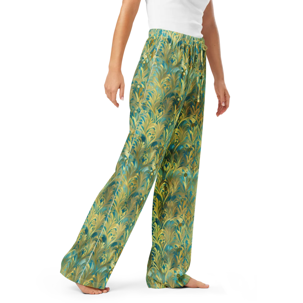 Turquoise Plumage on Women's Pajama Pants — Right Front