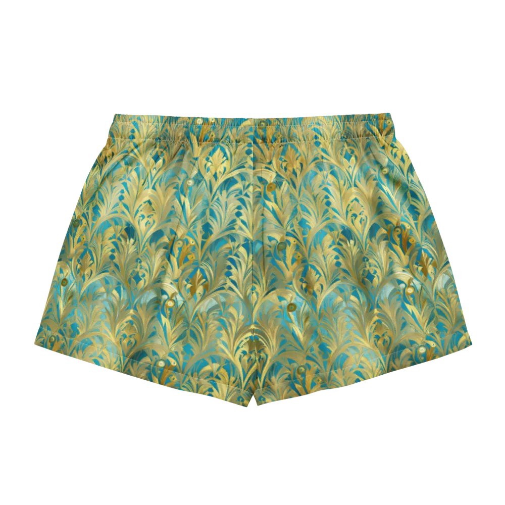 Turquoise Plumage on Women's Pajama Shorts — Back