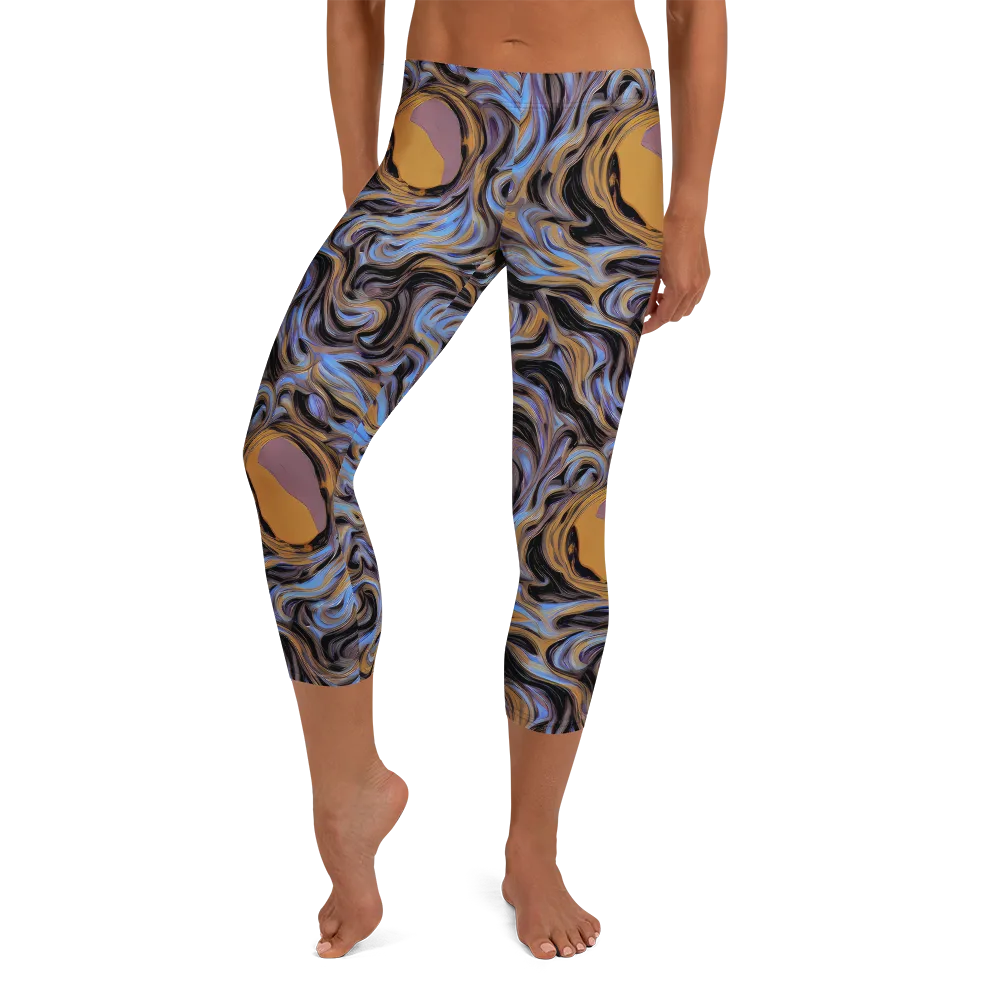 Sapphire Smoke on Capri Leggings — Front