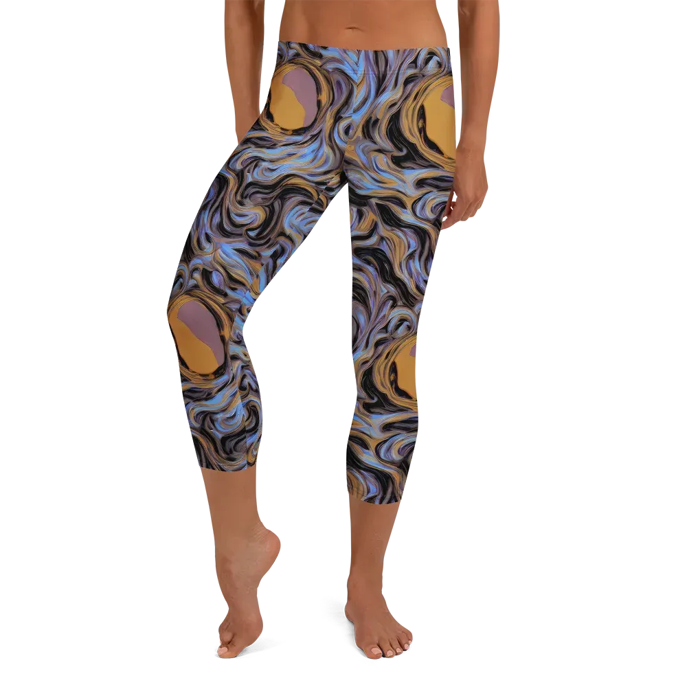 Sapphire Smoke on Capri Leggings — Front