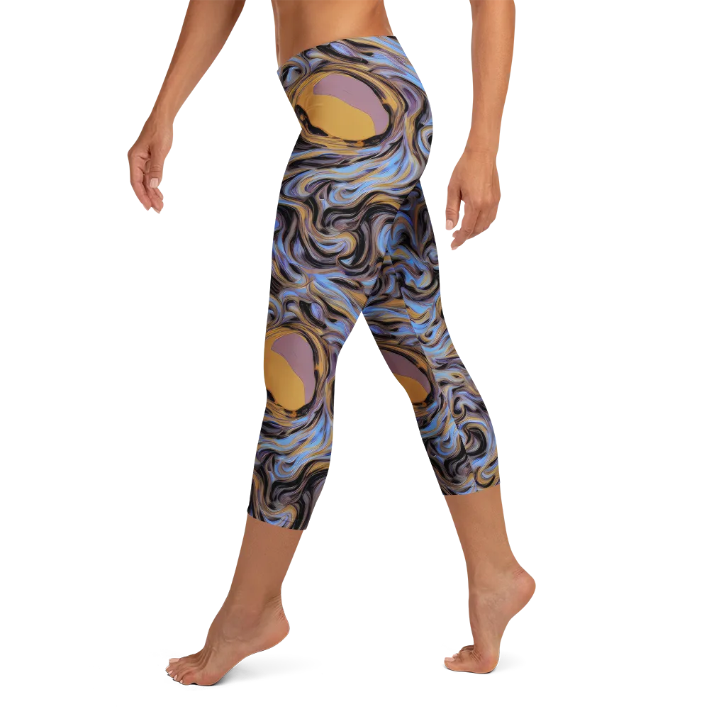 Sapphire Smoke on Capri Leggings — Left