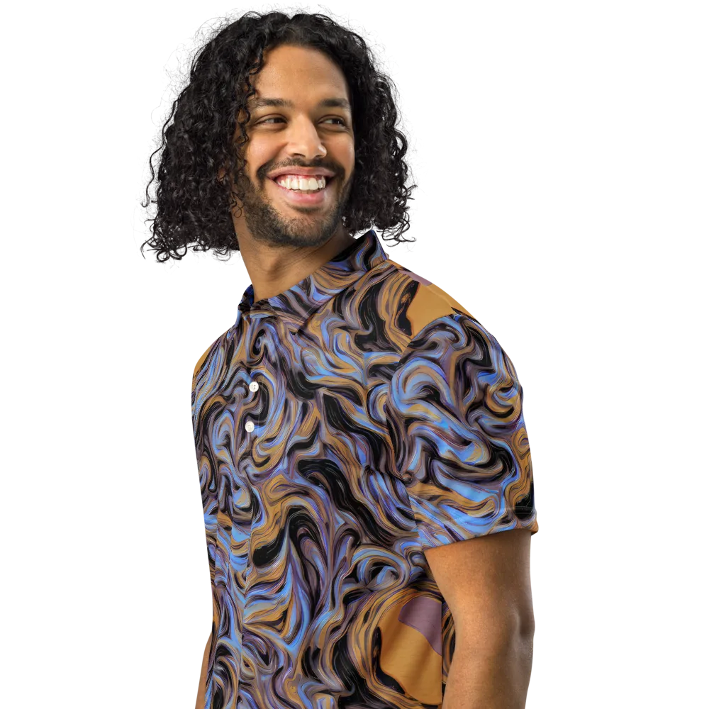 Sapphire Smoke on Men's Slim Fit Polo Shirt — Left Front