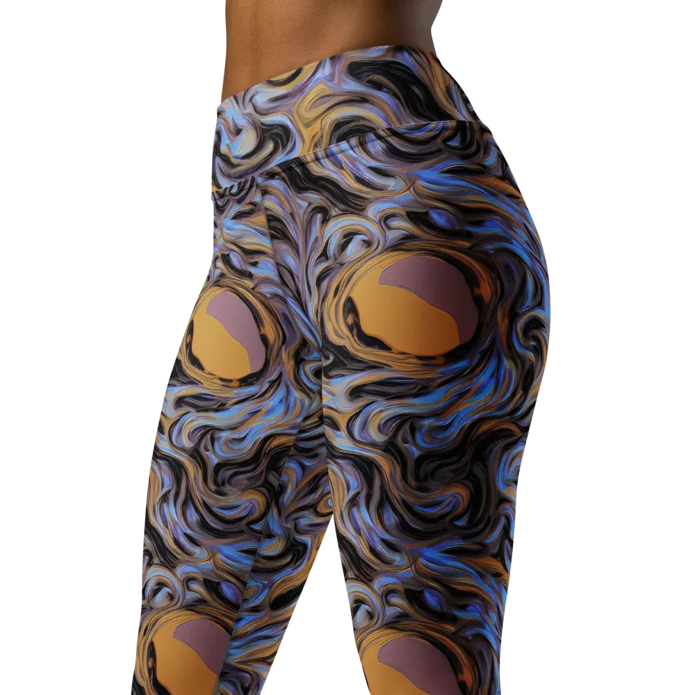 Sapphire Smoke on Yoga Leggings — Left Front