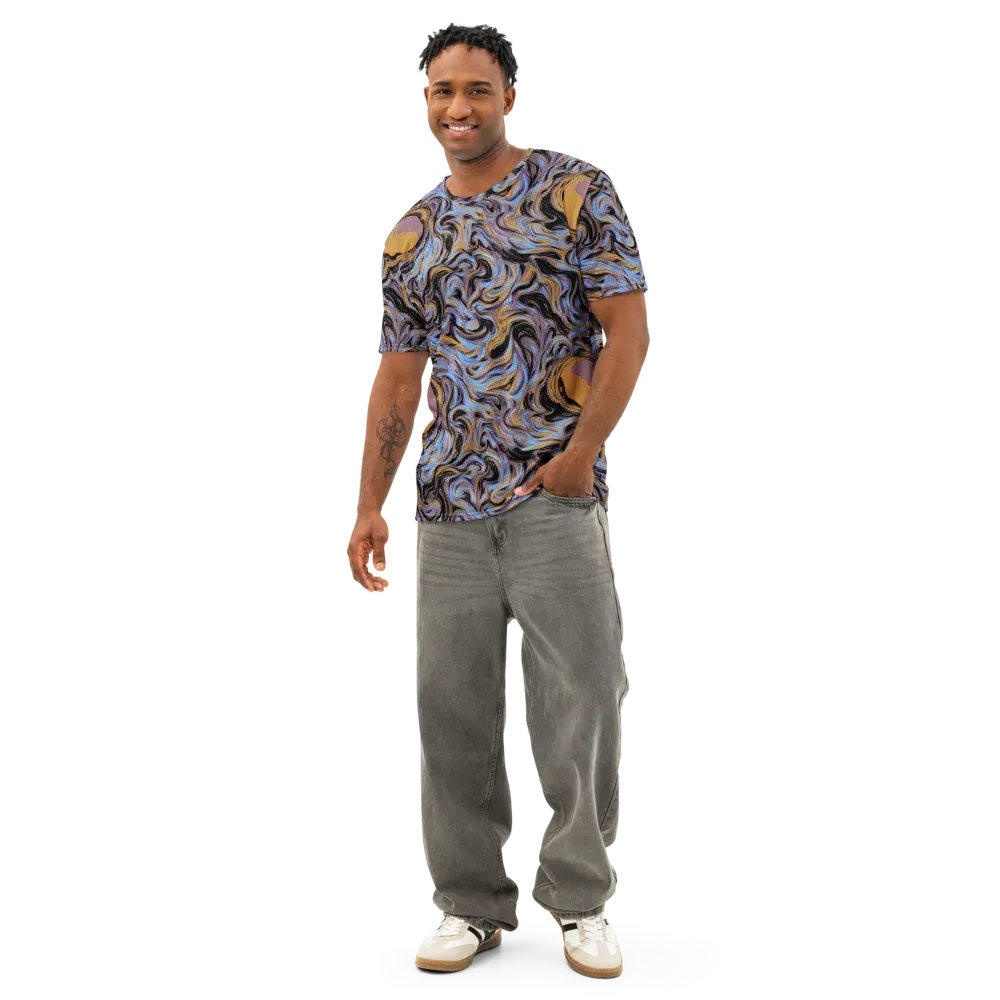 Sapphire Smoke on Men's Cotton Crew Neck T-Shirt — Front