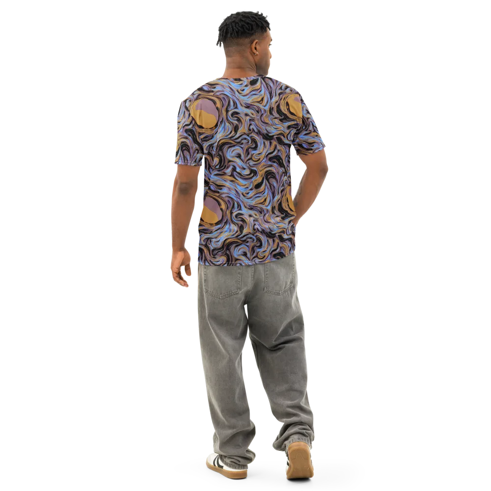 Sapphire Smoke on Men's Cotton Crew Neck T-Shirt — Back