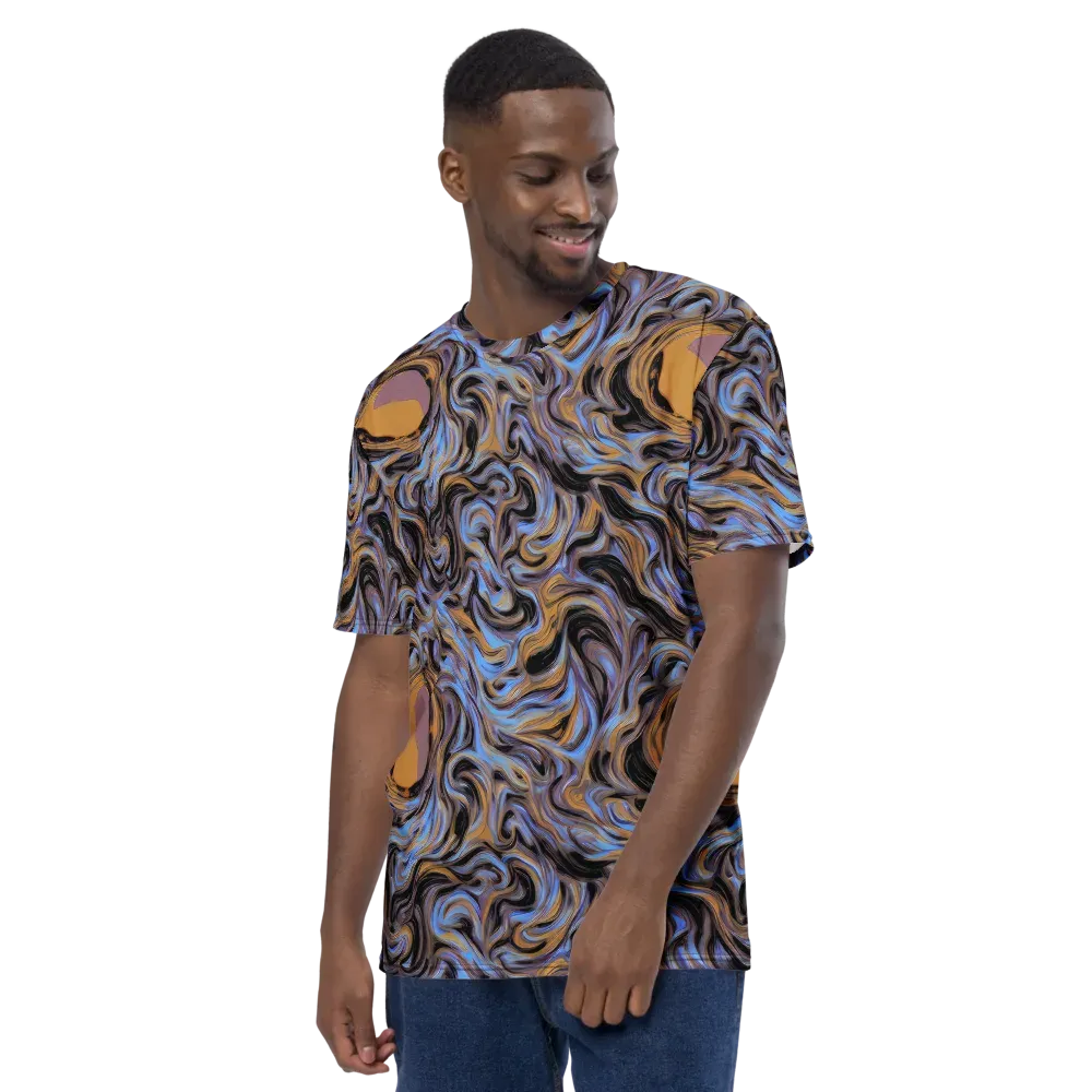 Sapphire Smoke on Men's Crew Neck T-Shirt — Left