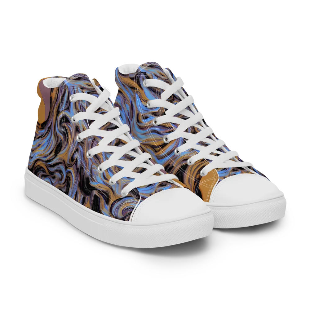 Sapphire Smoke on Men's High Top Canvas Shoes — Right Front