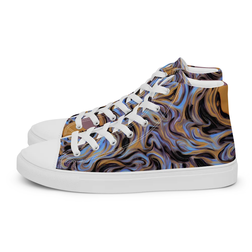 Sapphire Smoke on Men's High Top Canvas Shoes — Left