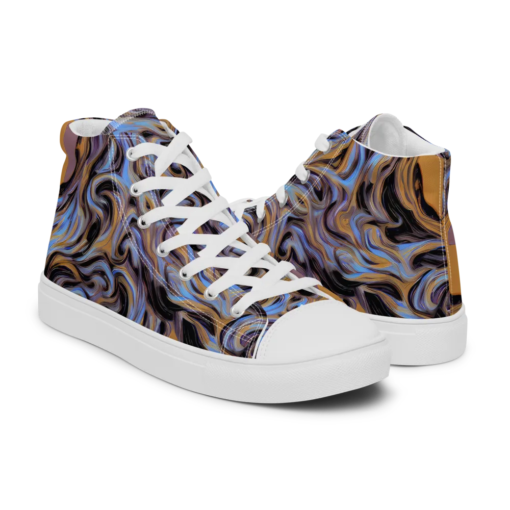 Sapphire Smoke on Men's High Top Canvas Shoes — Right