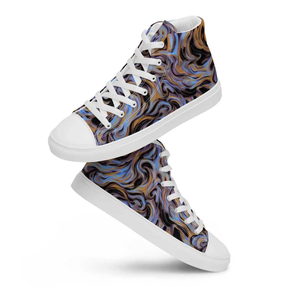 Sapphire Smoke on Men's High Top Canvas Shoes — Front
