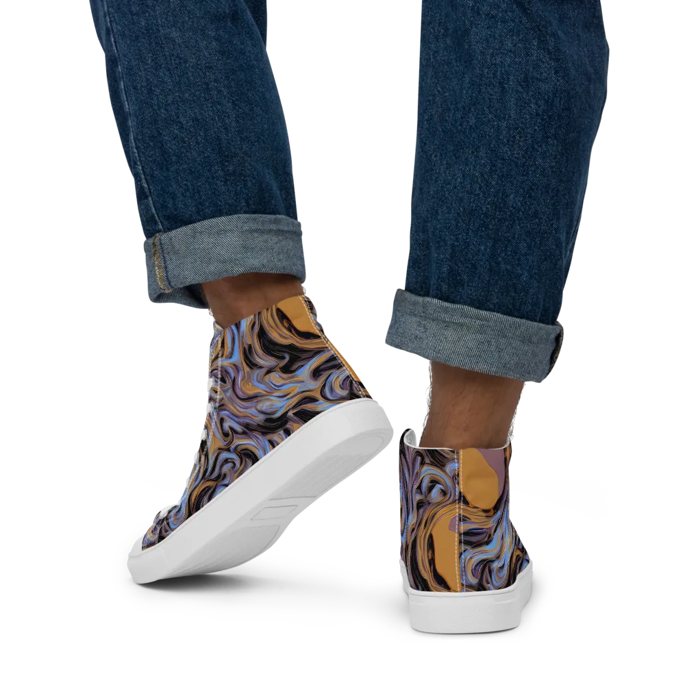 Sapphire Smoke on Men's High Top Canvas Shoes — Back