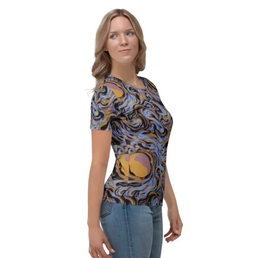 Sapphire Smoke on a Women's Crew Neck T-Shirt