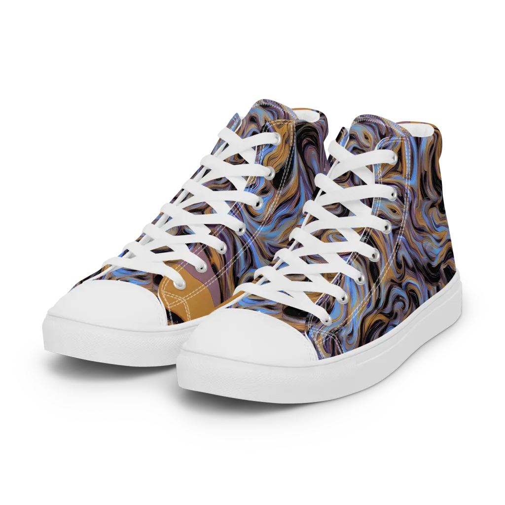 Sapphire Smoke on Women's High Top Canvas Shoes — Left Front