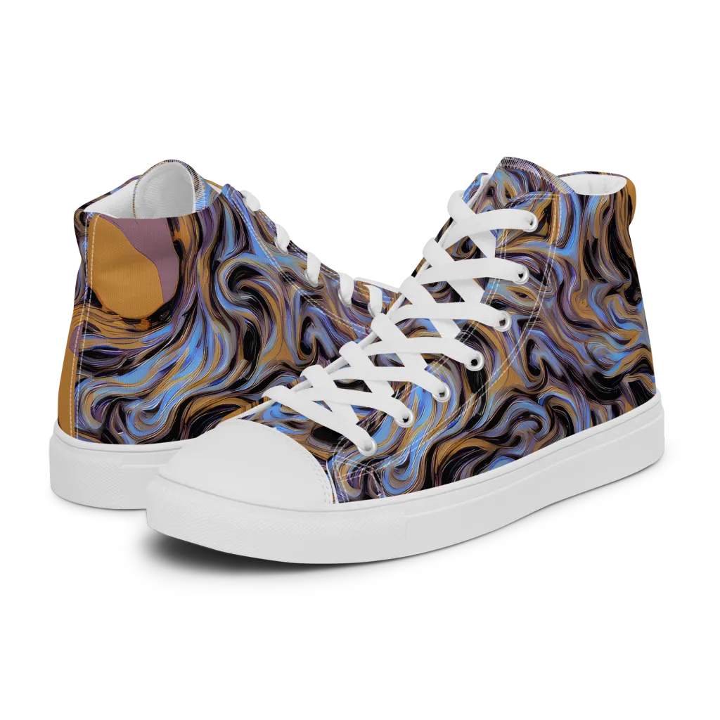 Sapphire Smoke on Women's High Top Canvas Shoes — Left