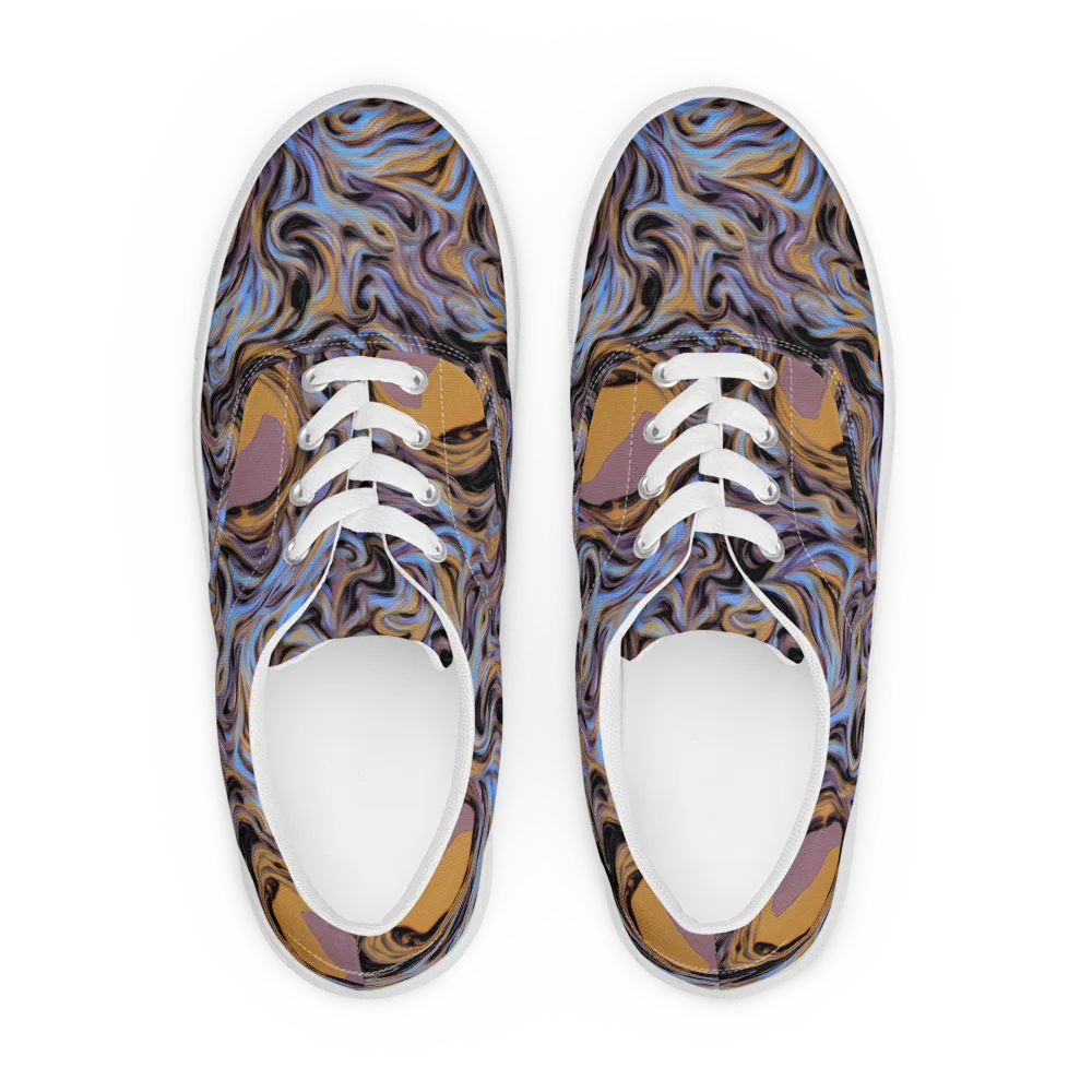 Sapphire Smoke on Men's Lace-Up Canvas Shoes — Front