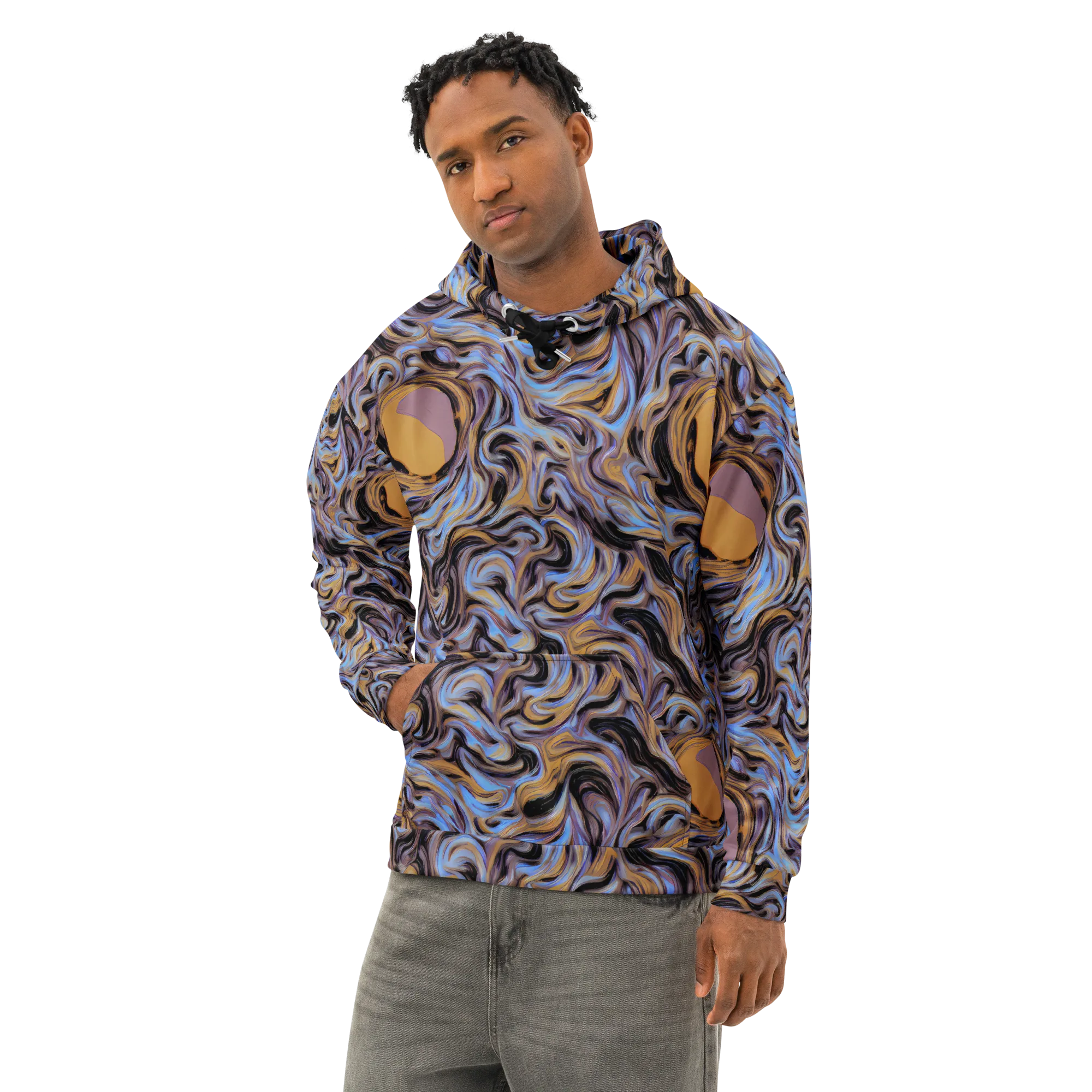 Sapphire Smoke on Cotton Hoodie — Left Front