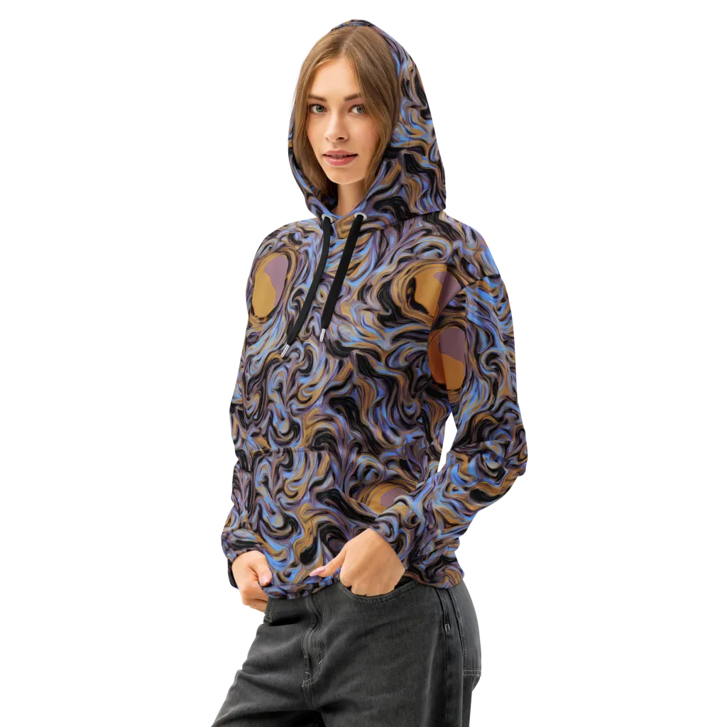 Sapphire Smoke on Cotton Hoodie — Left Front