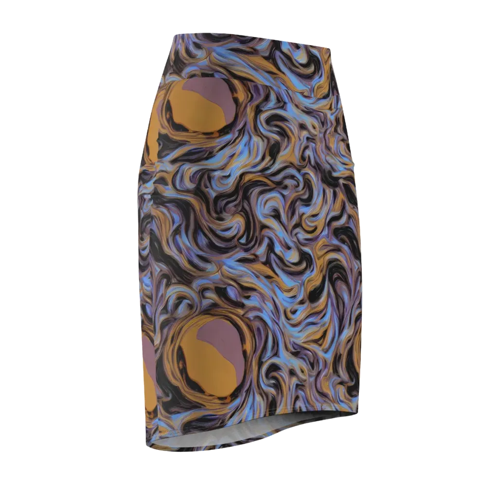 Sapphire Smoke on Pencil Skirt — Front Side