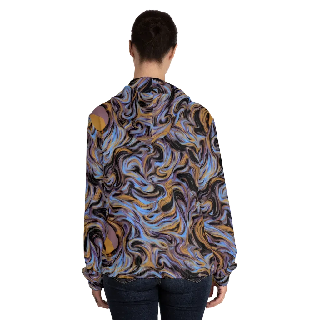 Sapphire Smoke on Women's Full-Zip Hoodie — Back On Person