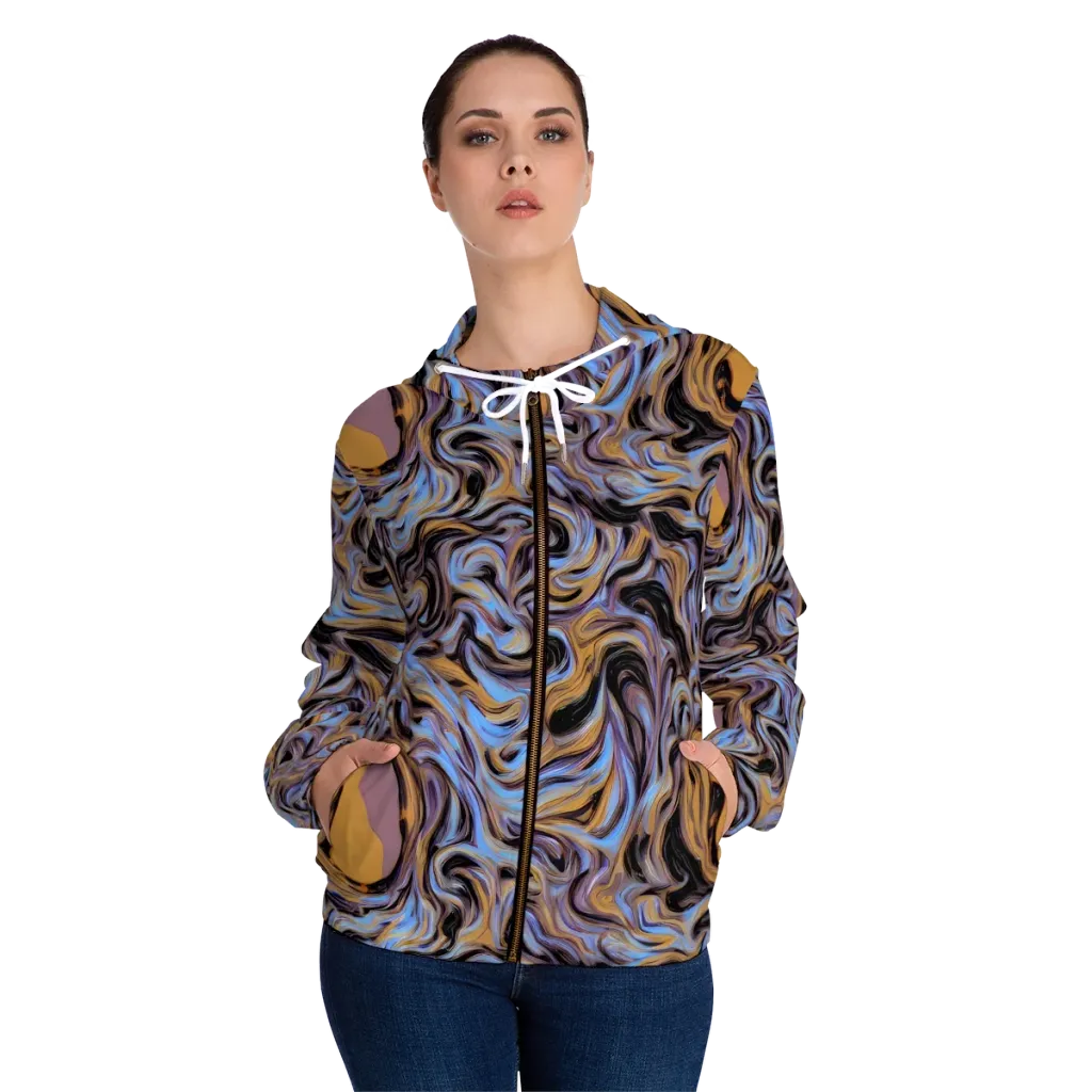 Sapphire Smoke on Women's Full-Zip Hoodie — Front On Person