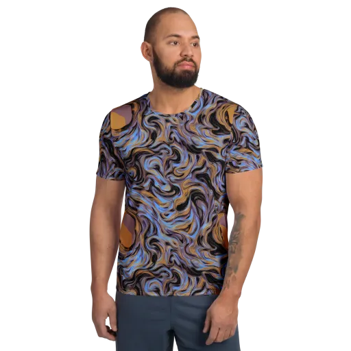Sapphire Smoke on a Men's Athletic T-Shirt