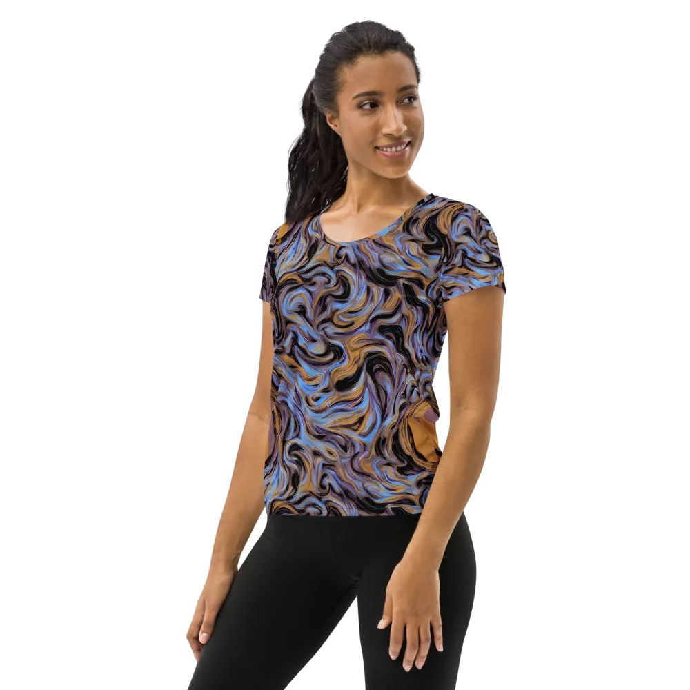 Sapphire Smoke on Women's Athletic T-Shirt — Left