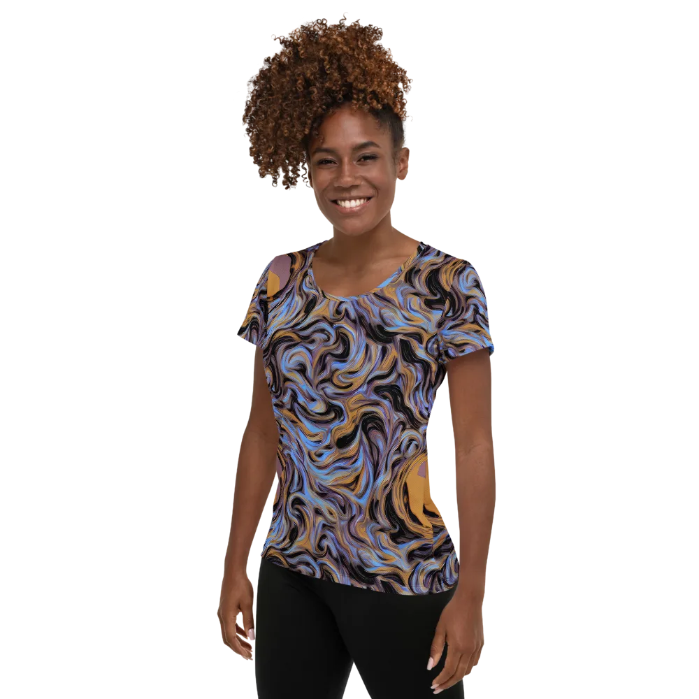 Sapphire Smoke on Women's Athletic T-Shirt — Left