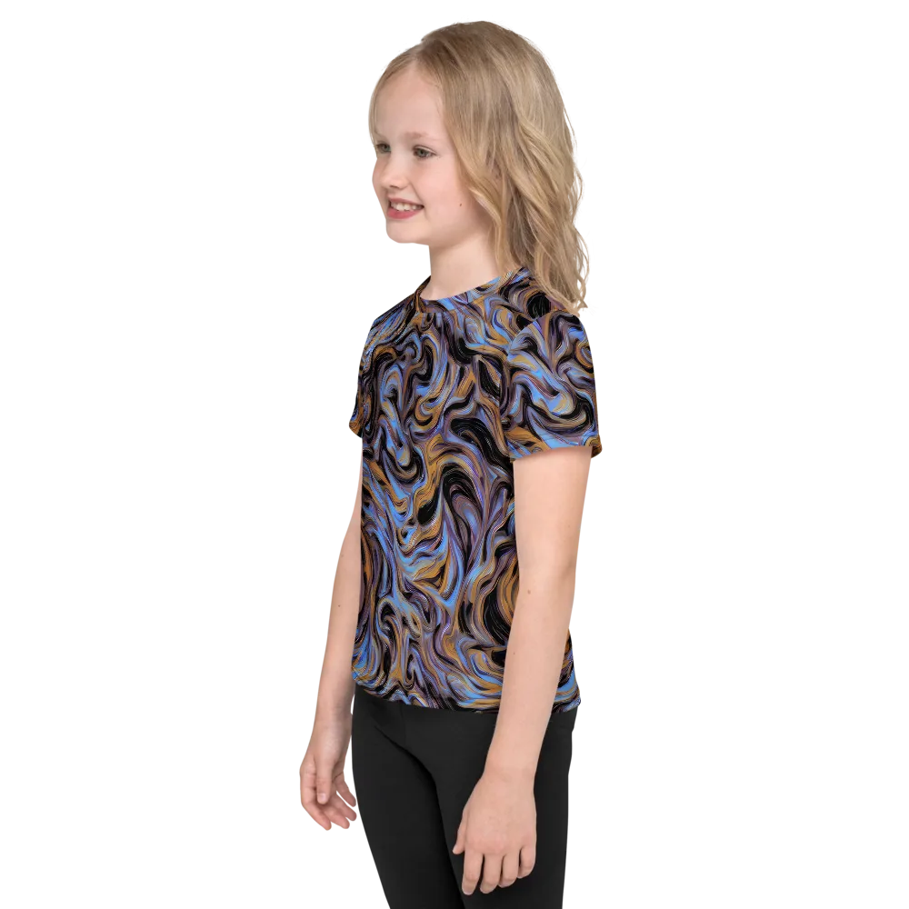 Sapphire Smoke on Kids Crew Neck T-Shirt — Left