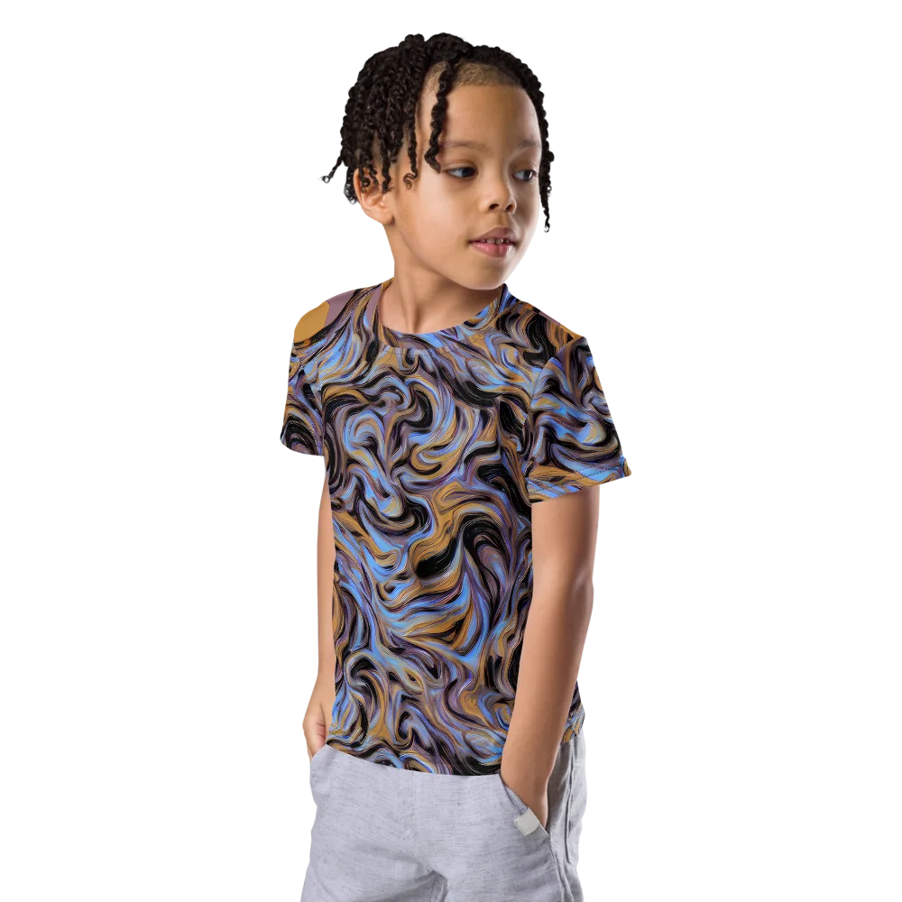 Sapphire Smoke on Kids Crew Neck T-Shirt — Left Front