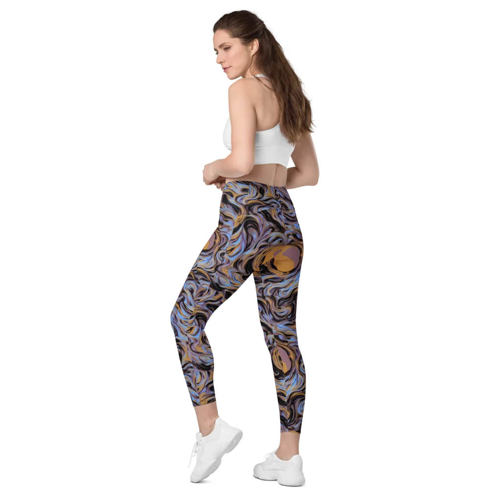 Sapphire Smoke on Leggings with Pockets — Left Back