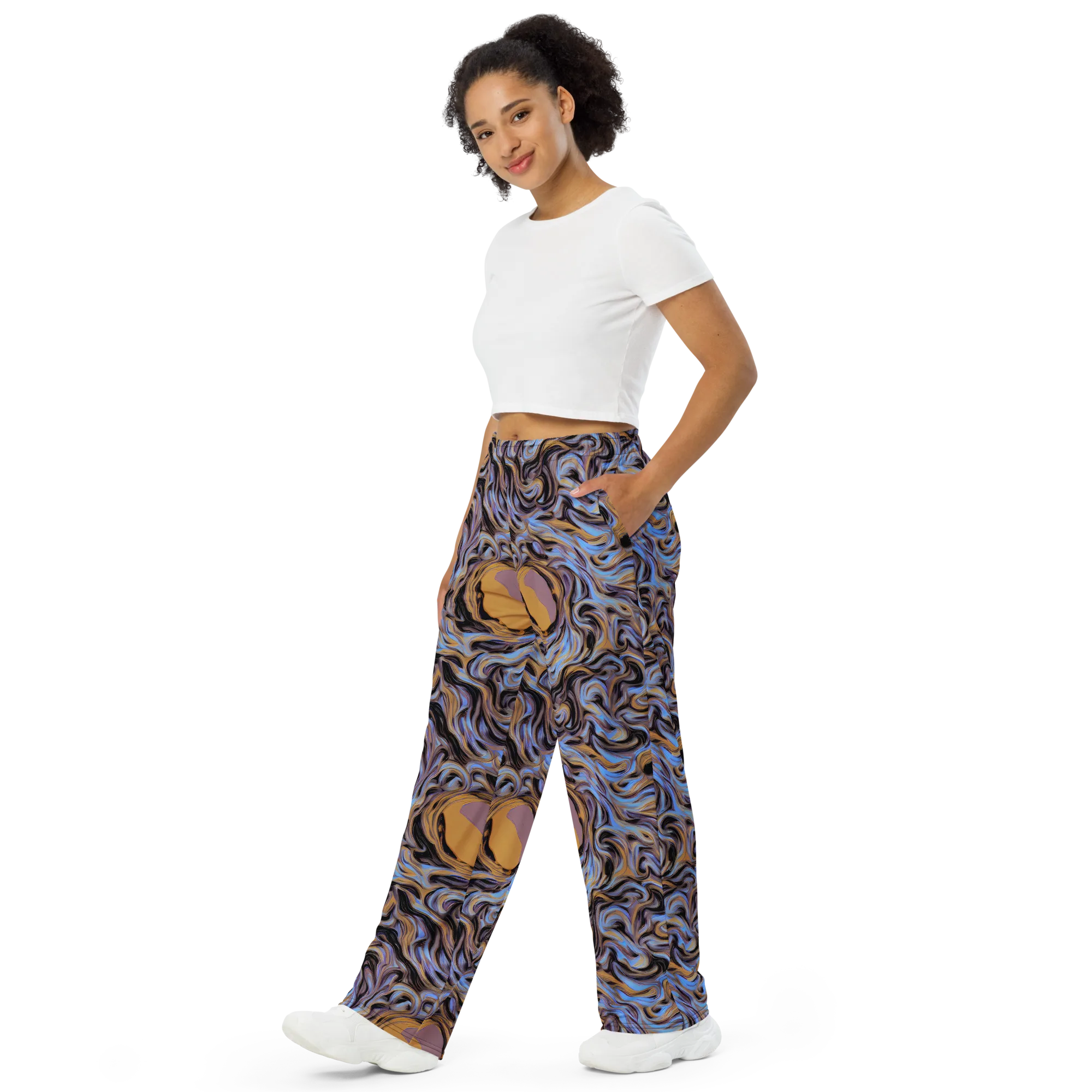 Sapphire Smoke on Wide-Leg Pants — Left Front