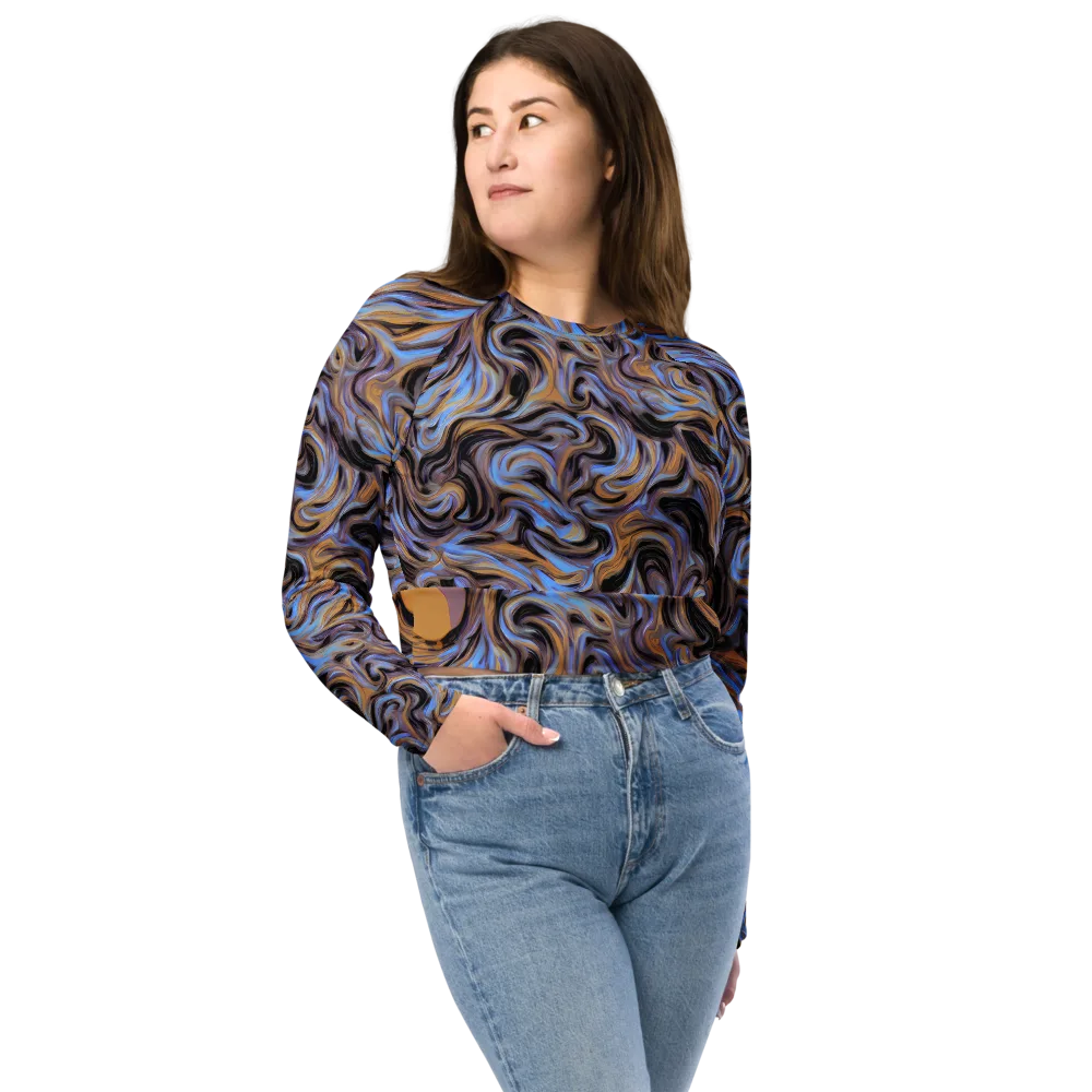 Sapphire Smoke on Long Sleeve Crop Top — Front